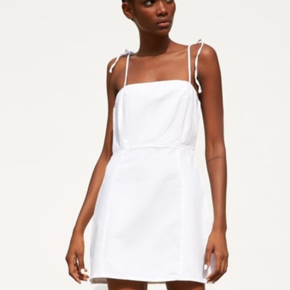 zara white denim dress
